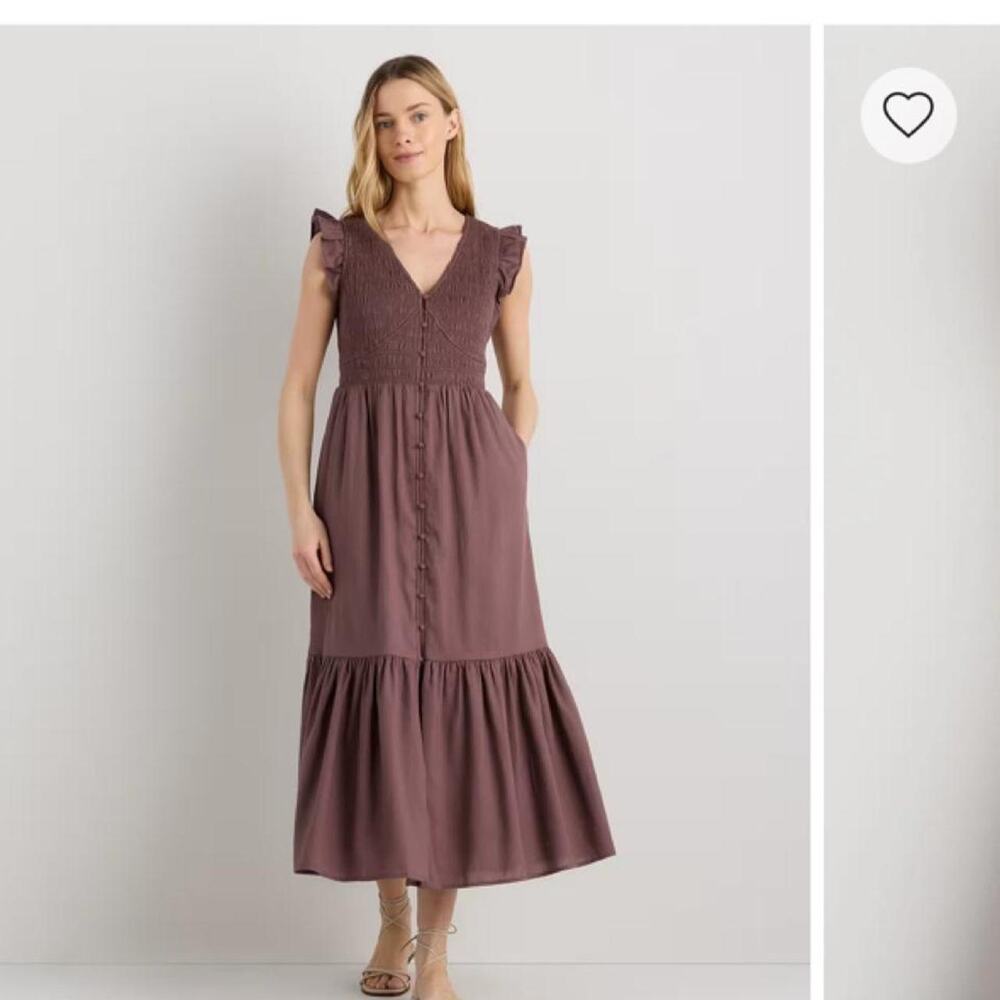 Quince brown textured cotton midi